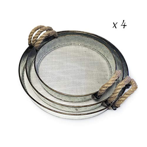 Details about / Set of 2 Rectangular silver /& Gold Stainless Steel serving tray with handles
